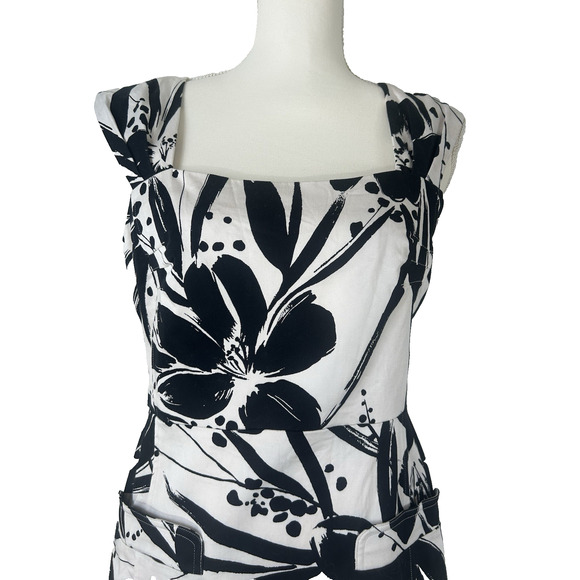 Regency Mobwife Heritage Spence Fit & Flare Black & White Sleeveless Dress Sz 6 - Picture 3 of 10